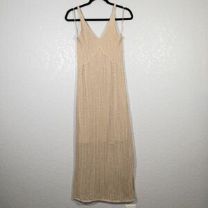 New Freshman 1996 Beige Crochet Maxi Dress Size Large‎